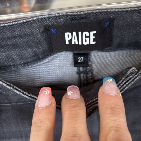 NWOT PAIGE Verdugo Ankle Skinny Jeans Cropped Mid-Rise Gray Stretch Raw Hem - Picture 5 of 16